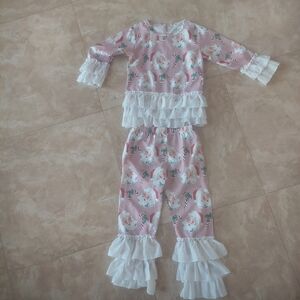 Floral Pink and White Kids Pajamas